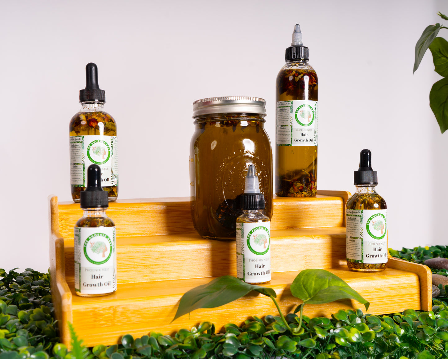 Organic Hair Growth Oil with Castor Oil, Rosemary, and Herbs, Scalp Treatment, Vegan, Natural - 16oz Mason Jar