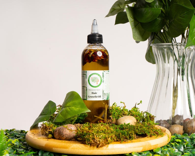Organic Hair Growth Oil with Castor Oil, Rosemary, and Herbs, Scalp Treatment, Vegan, Natural - 8oz