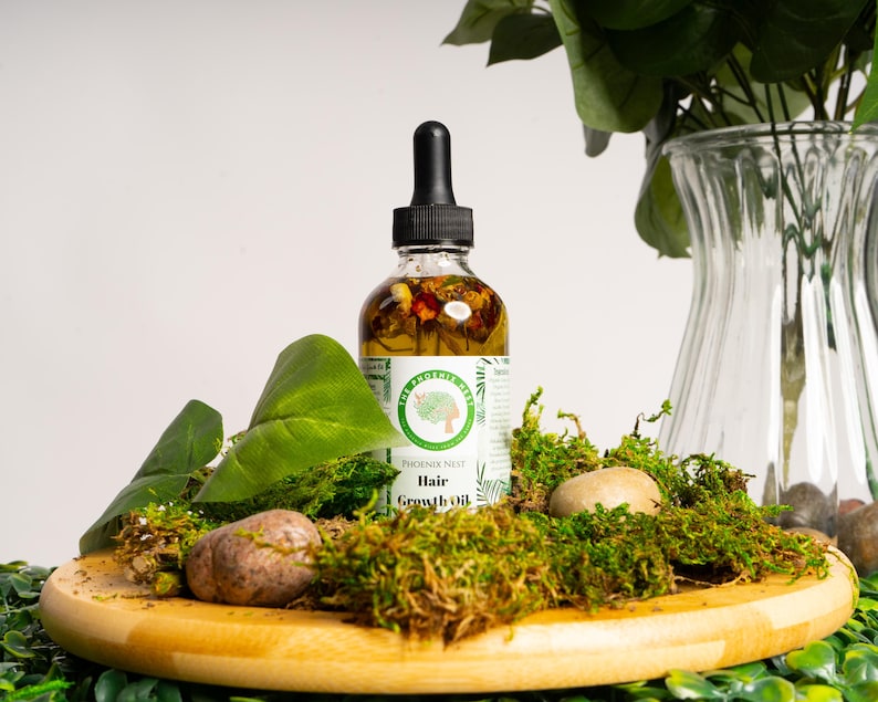 Organic Hair Growth Oil with Castor Oil, Rosemary, and Herbs, Scalp Treatment, Vegan, Natural - 4oz